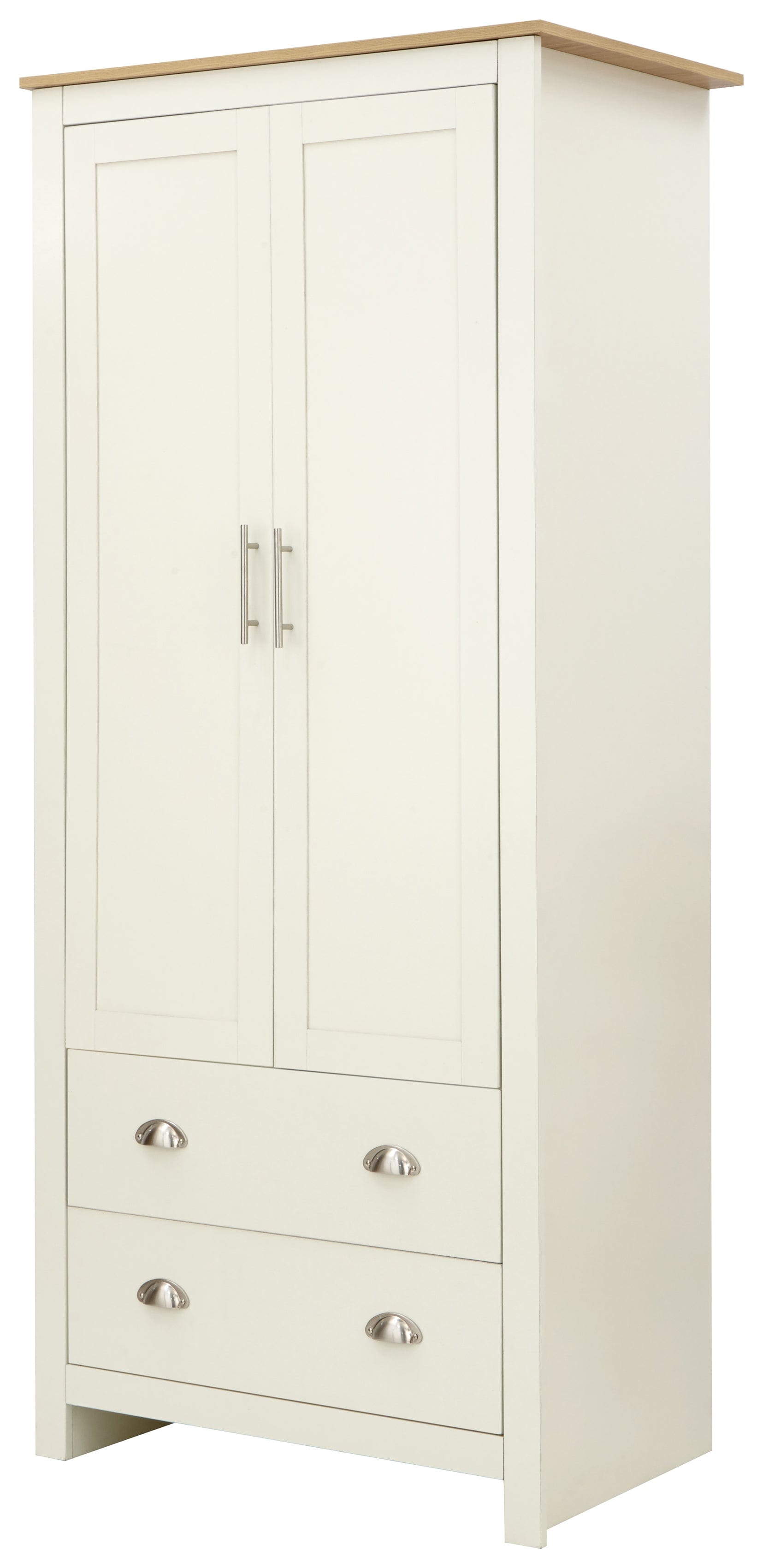 GFW Wardrobe Lancaster 2 Door 2 Drawer Wardrobe Cream Bed Kings