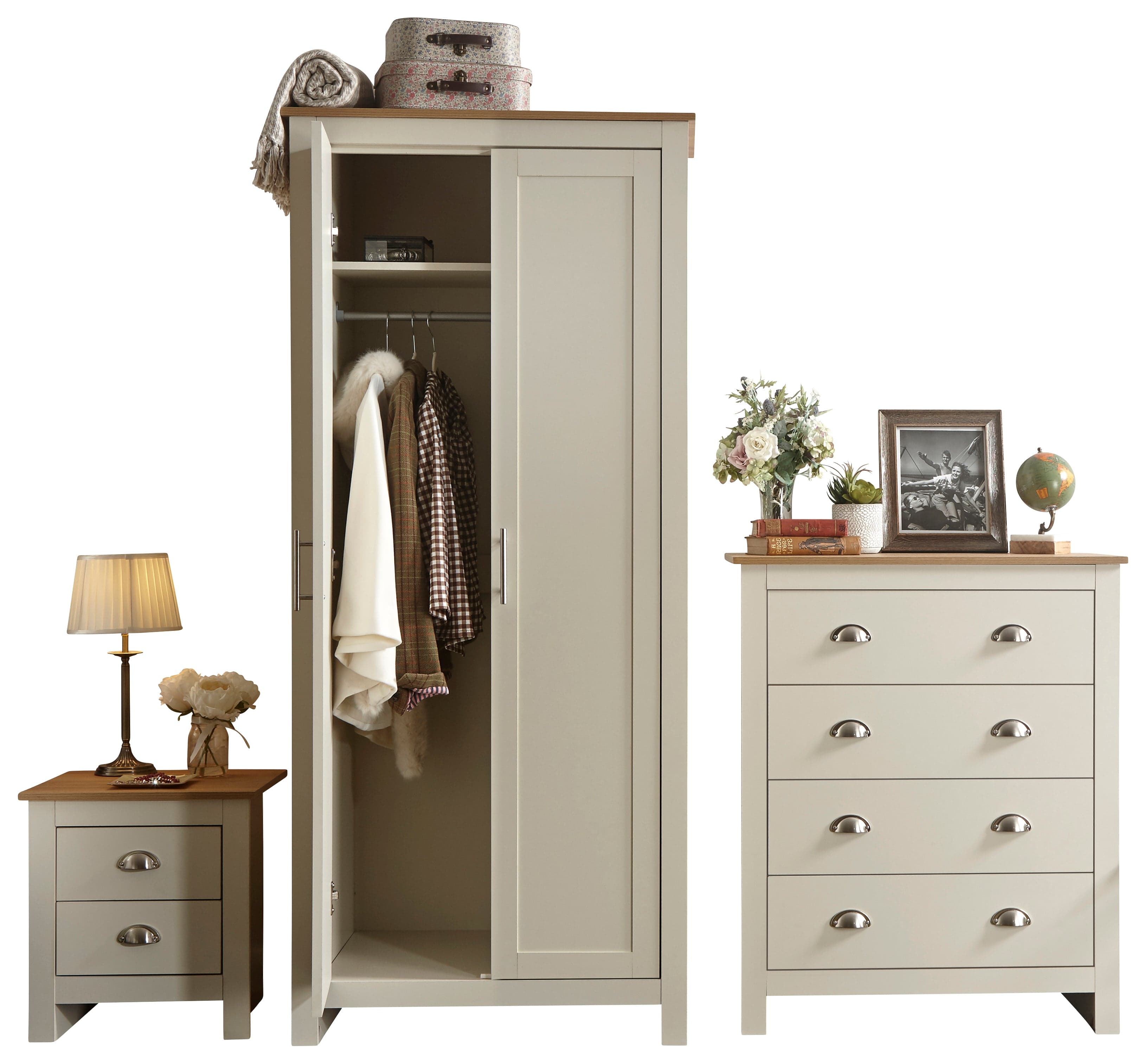 GFW Wardrobe Lancaster 2 Door Wardrobe Cream Bed Kings