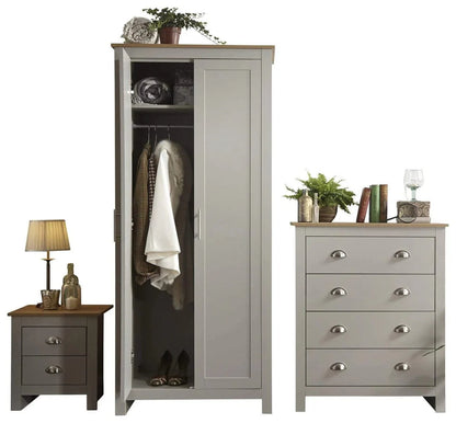 GFW Wardrobe Lancaster 2 Door Wardrobe Grey Bed Kings