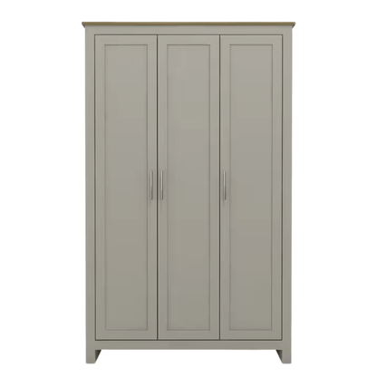 GFW Wardrobe Lancaster 3 Door Wardrobe Grey Bed Kings