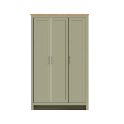 GFW Wardrobe Lancaster 3 Door Wardrobe Sage Green Bed Kings
