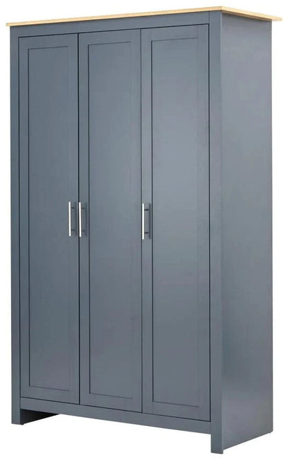 GFW Wardrobe Lancaster 3 Door Wardrobe Slate Blue Bed Kings