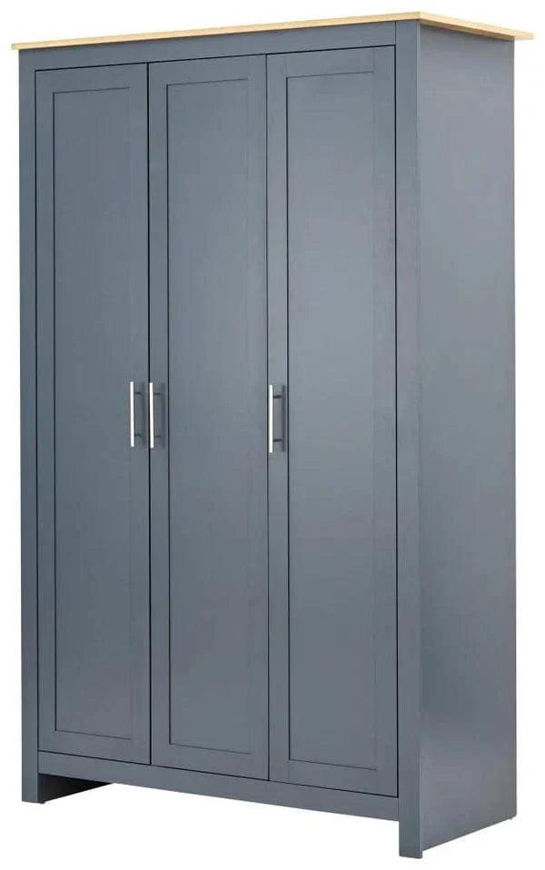GFW Wardrobe Lancaster 3 Door Wardrobe Slate Blue Bed Kings