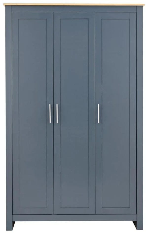 GFW Wardrobe Lancaster 3 Door Wardrobe Slate Blue Bed Kings