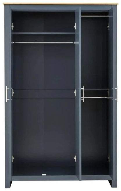 GFW Wardrobe Lancaster 3 Door Wardrobe Slate Blue Bed Kings