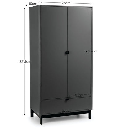 Julian Bowen Wardrobe Chloe 2 Door 1 Drawer Wardrobe Bed Kings