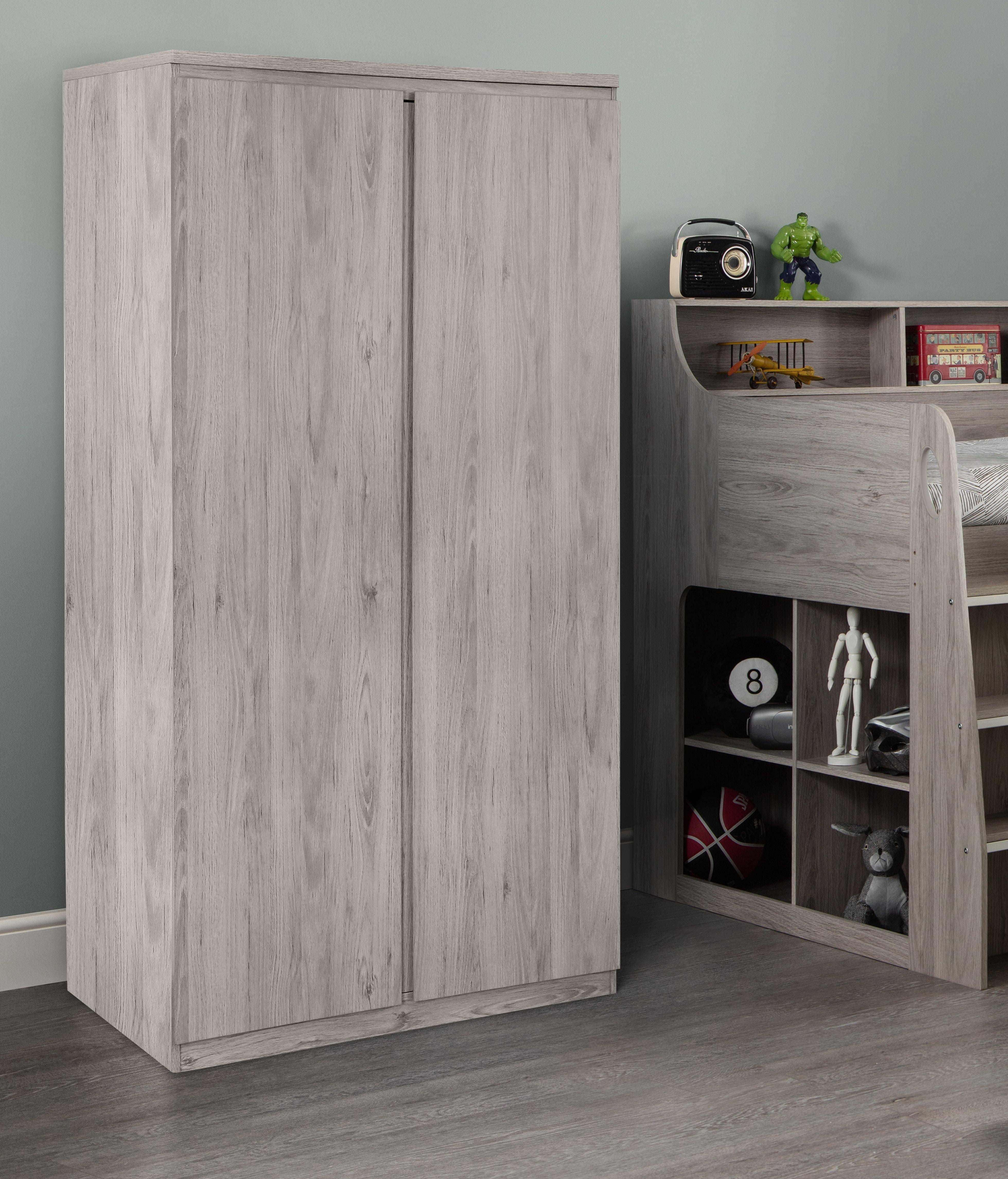 Julian Bowen Wardrobe Jupiter  2 Door Wardrobe Grey Oak Bed Kings