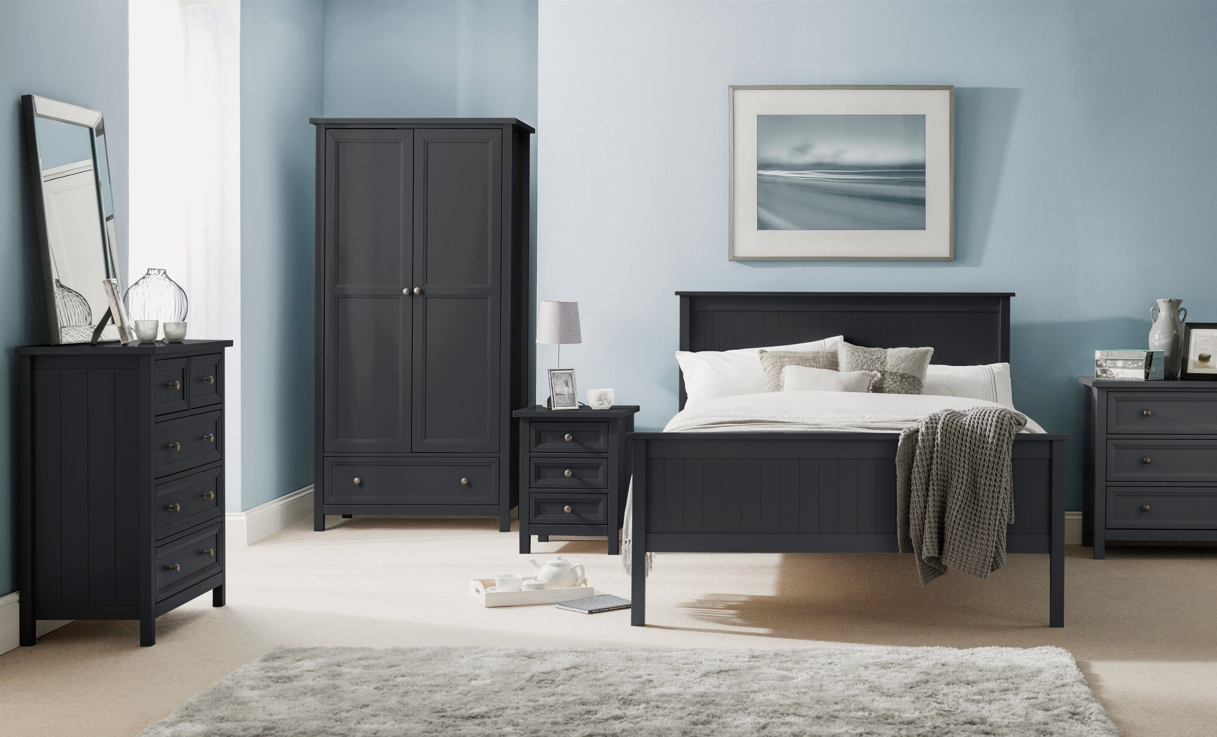 Julian Bowen Wardrobe Maine 2 Door Combination Wardrobe - Anthracite Bed Kings