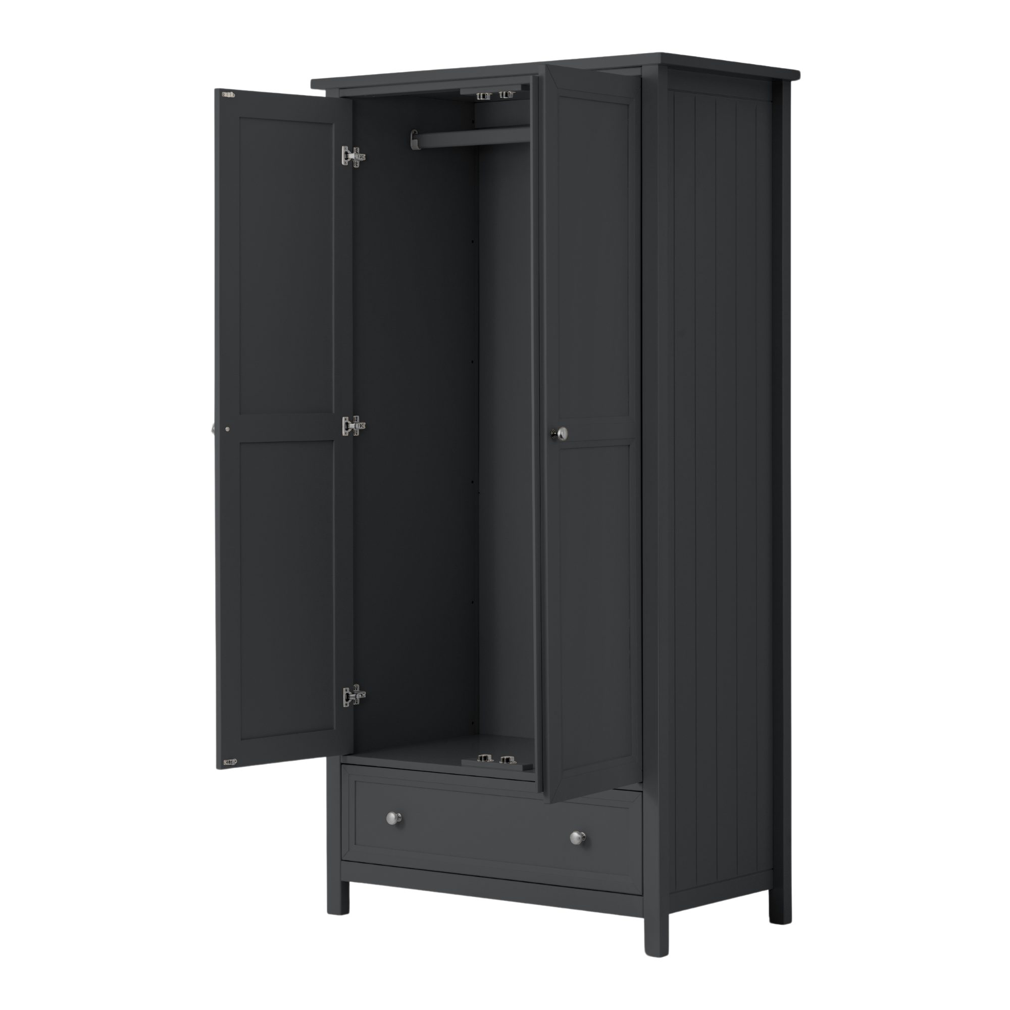 Julian Bowen Wardrobe Maine 2 Door Combination Wardrobe - Anthracite Bed Kings