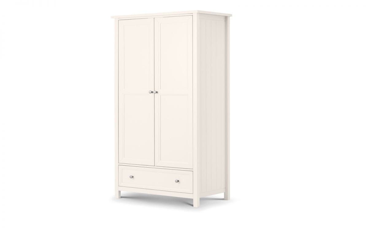 Julian Bowen Wardrobe Maine 2 Door Combination Wardrobe - Surf White Bed Kings