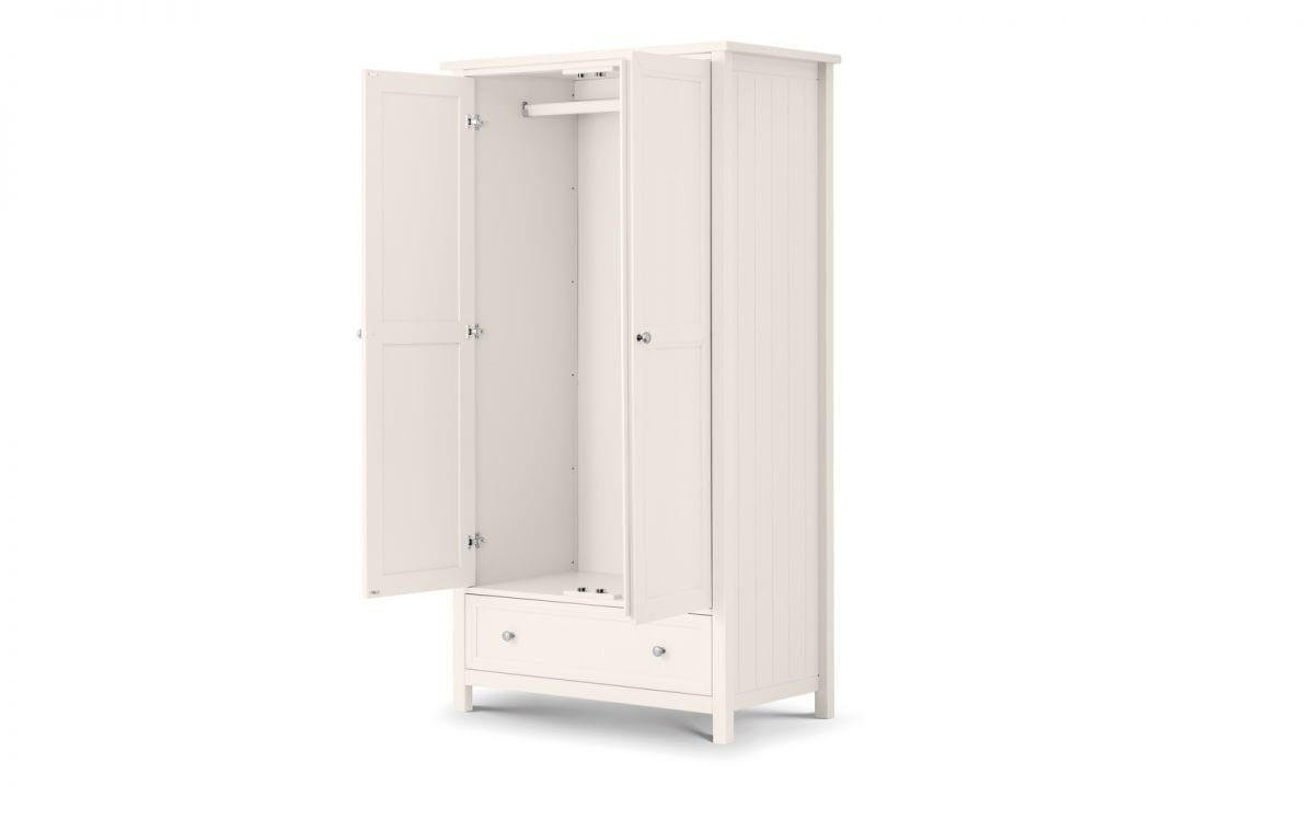 Julian Bowen Wardrobe Maine 2 Door Combination Wardrobe - Surf White Bed Kings