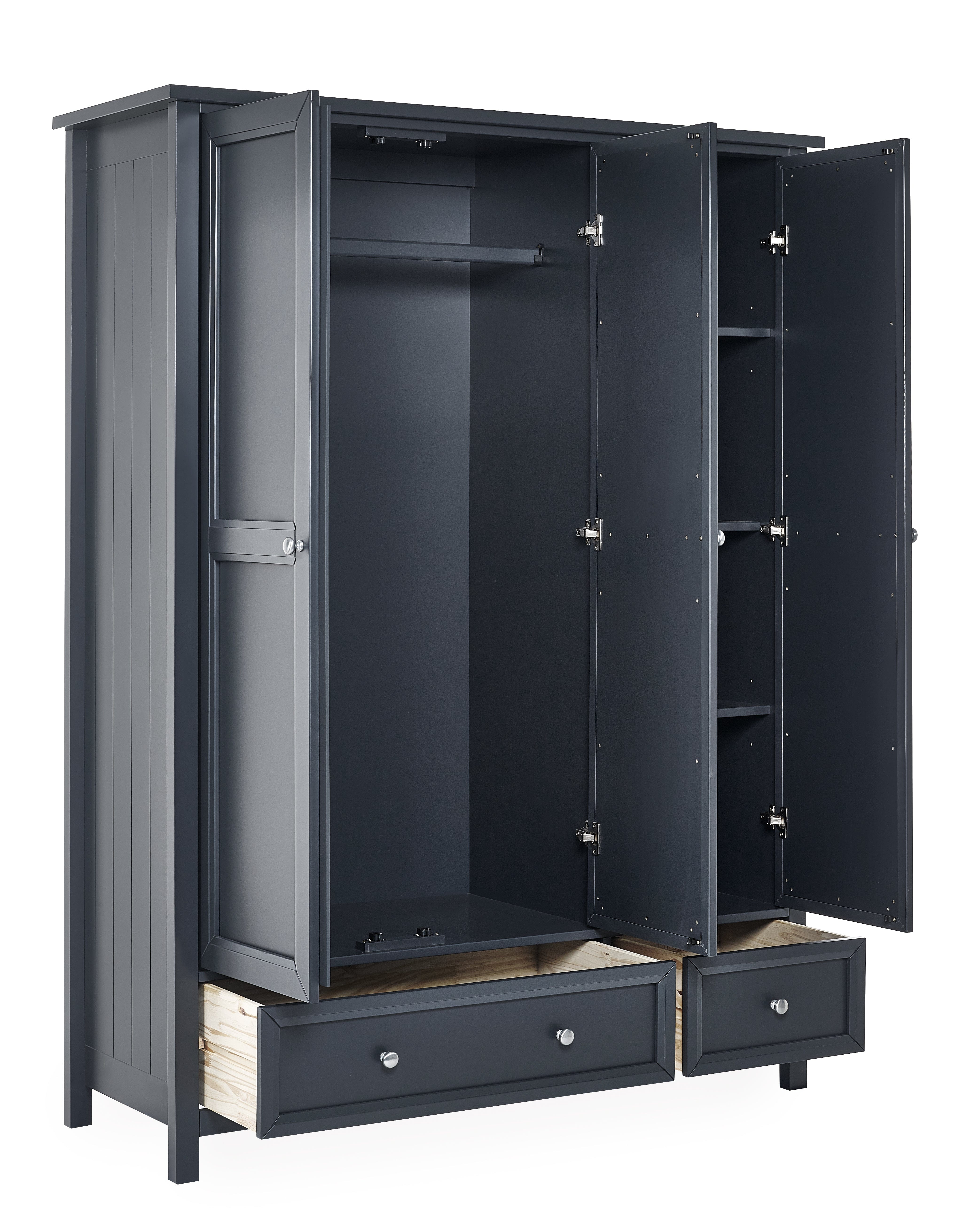 Julian Bowen Wardrobe Maine 3 Door Combination Wardrobe - Anthracite Bed Kings