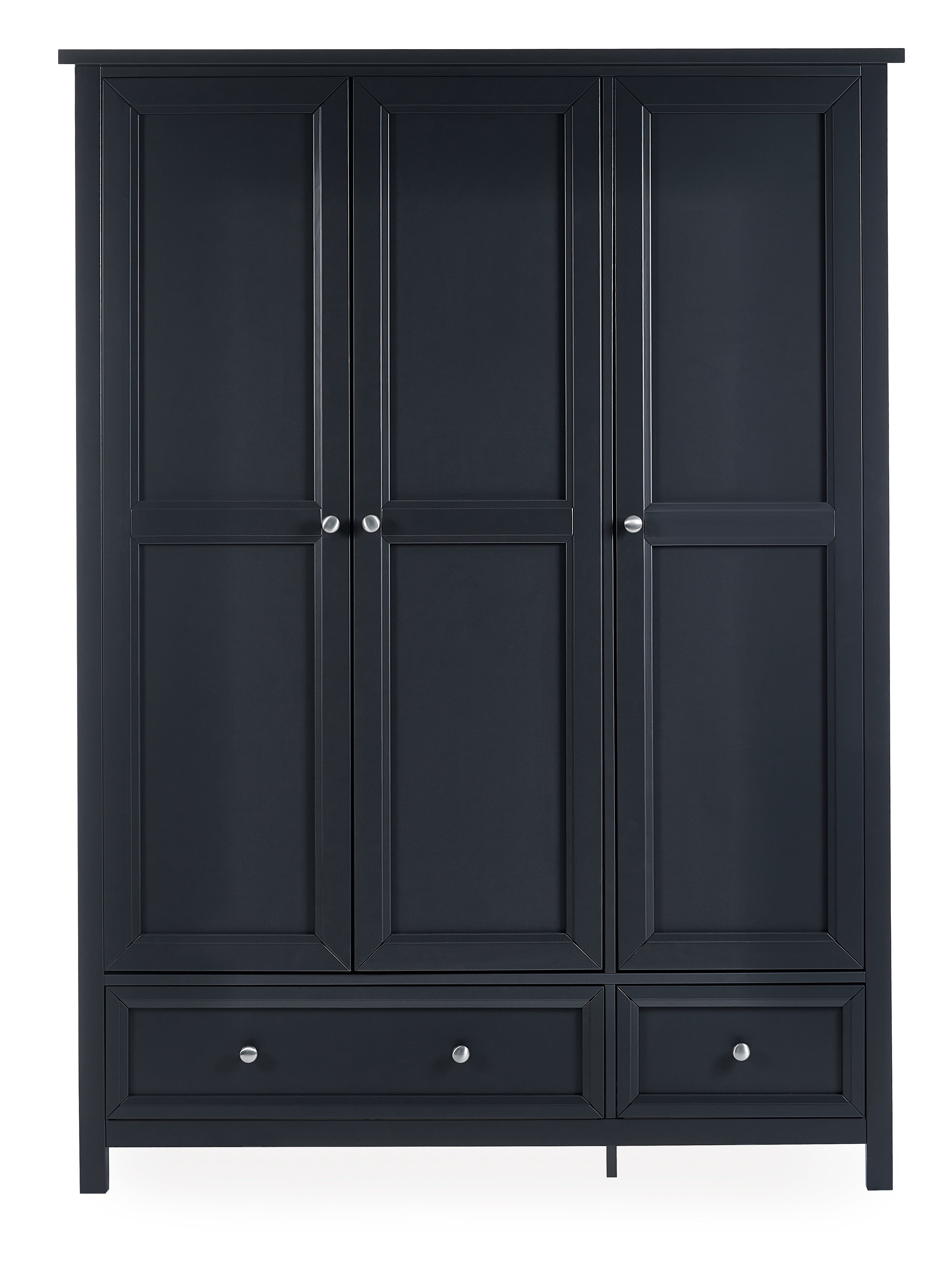 Julian Bowen Wardrobe Maine 3 Door Combination Wardrobe - Anthracite Bed Kings