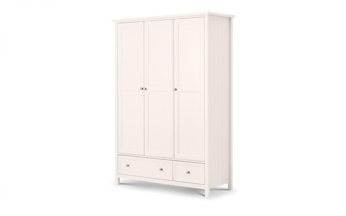 Julian Bowen Wardrobe Maine 3 Door Combination Wardrobe - Surf White Bed Kings