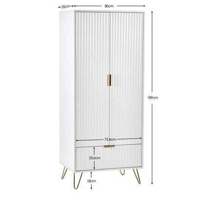 Julian Bowen Wardrobe Murano 2 Door 1 Drawer Wardrobe - Matt White Bed Kings