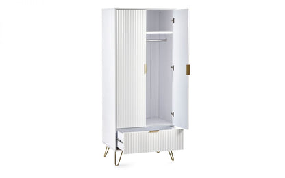 Julian Bowen Wardrobe Murano 2 Door 1 Drawer Wardrobe - Matt White Bed Kings