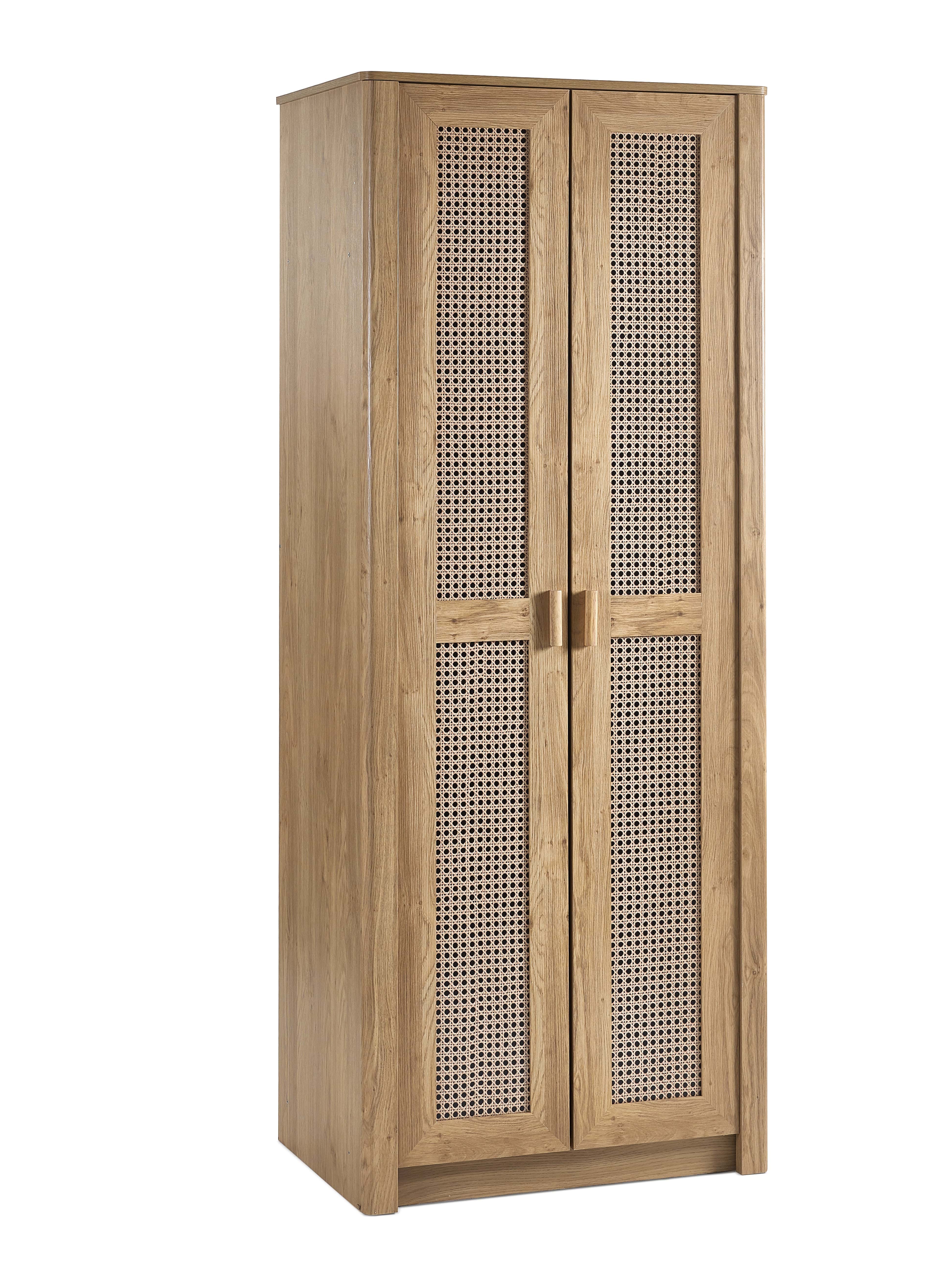 Julian Bowen Wardrobe Sydney 2 Door Wardrobe - Rattan Effect Bed Kings