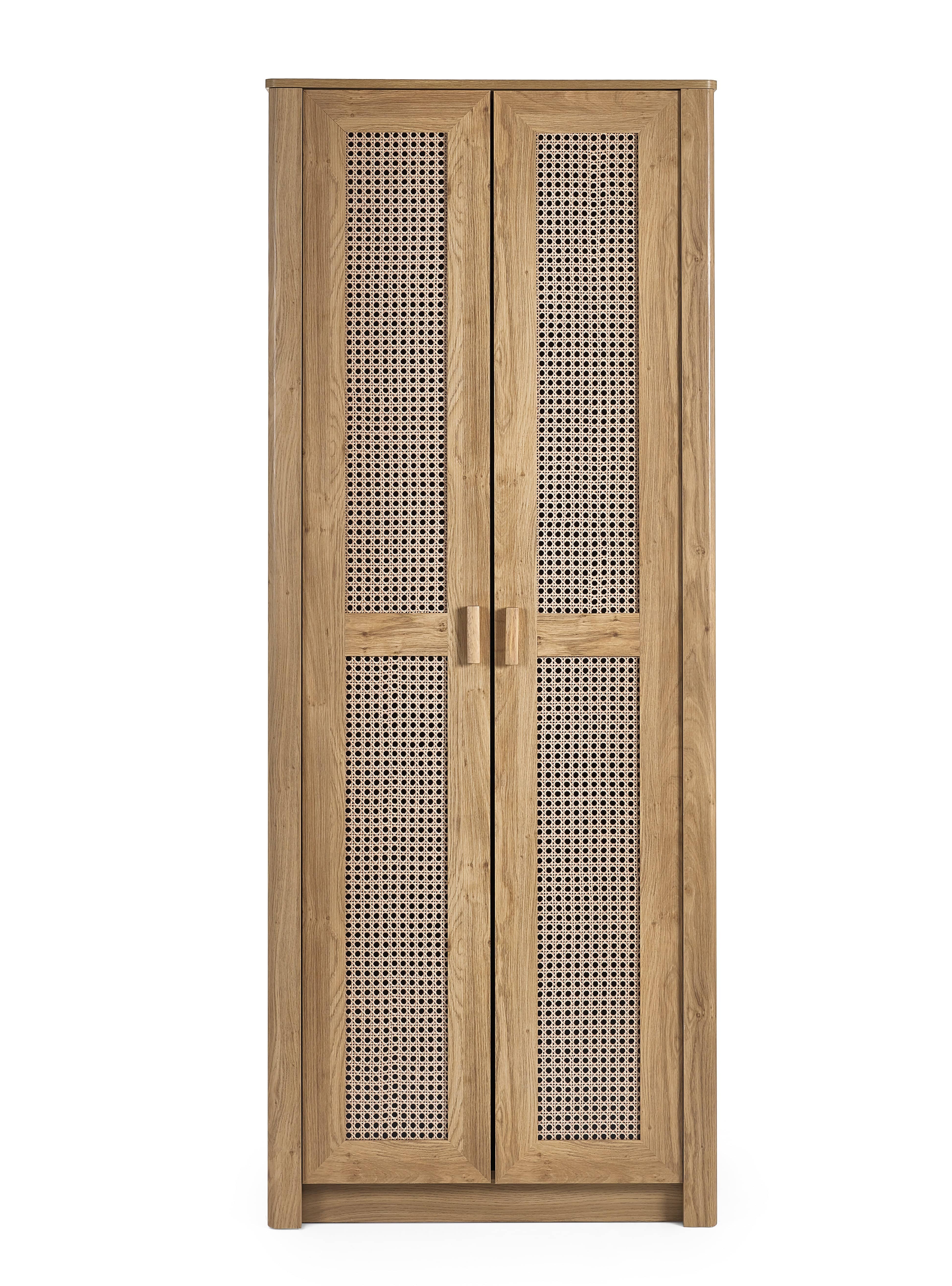 Julian Bowen Wardrobe Sydney 2 Door Wardrobe - Rattan Effect Bed Kings