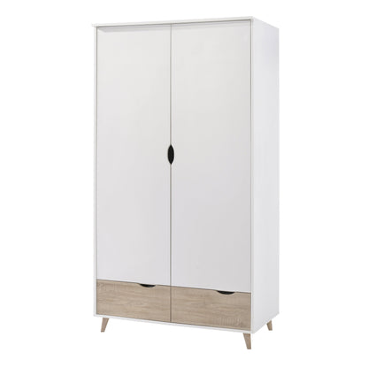 LPD Wardrobe Stockholm 2 Door Wardrobe White-Oak Bed Kings