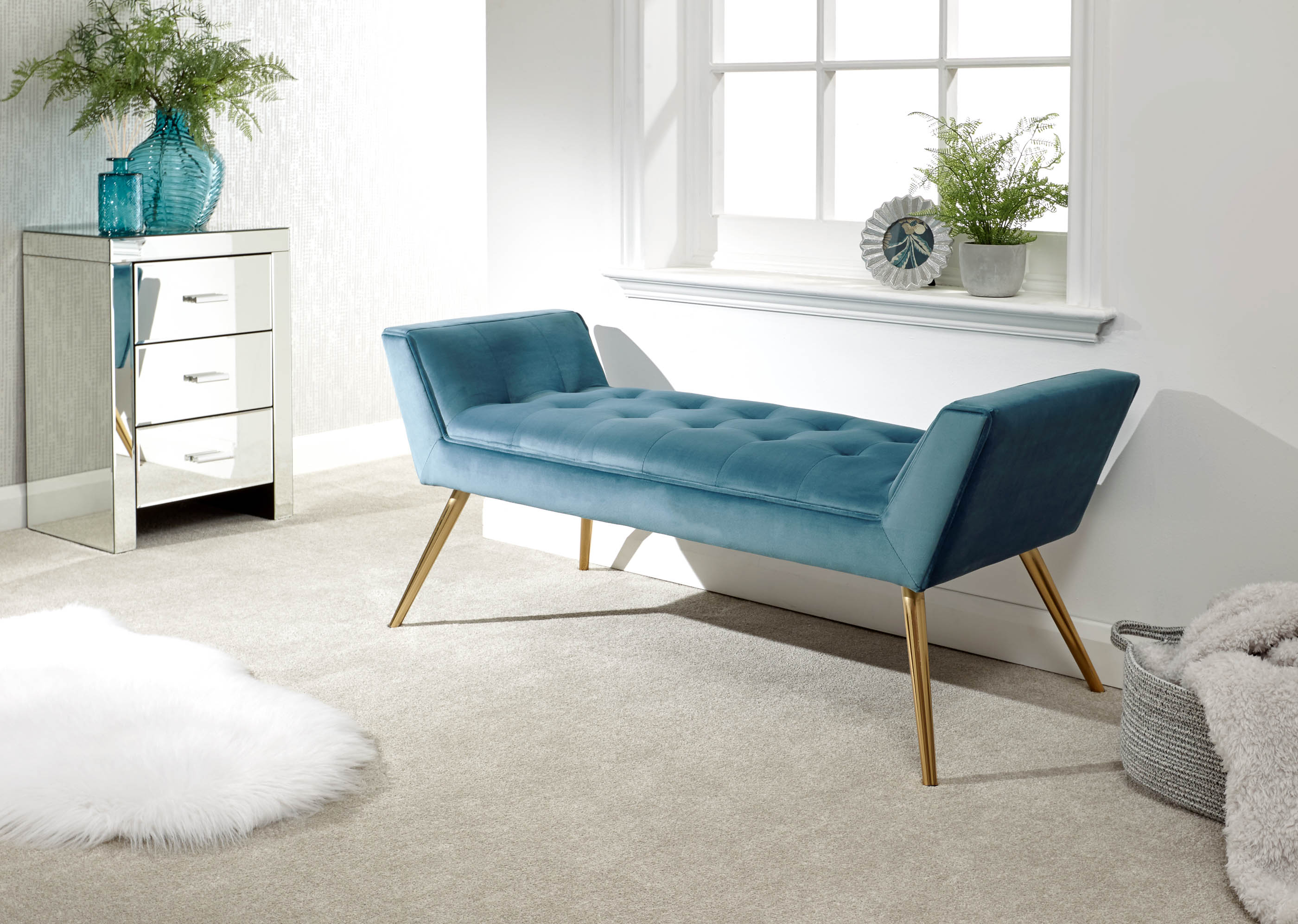 GFW Window Seat Turin Window Seat Teal - GFW Bed Kings