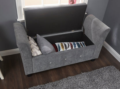 GFW Window Seat Verona Diamante Window Seat Grey Chenille Bed Kings