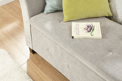 GFW Window Seat Verona Diamante Window Seat Silver Chenille Bed Kings