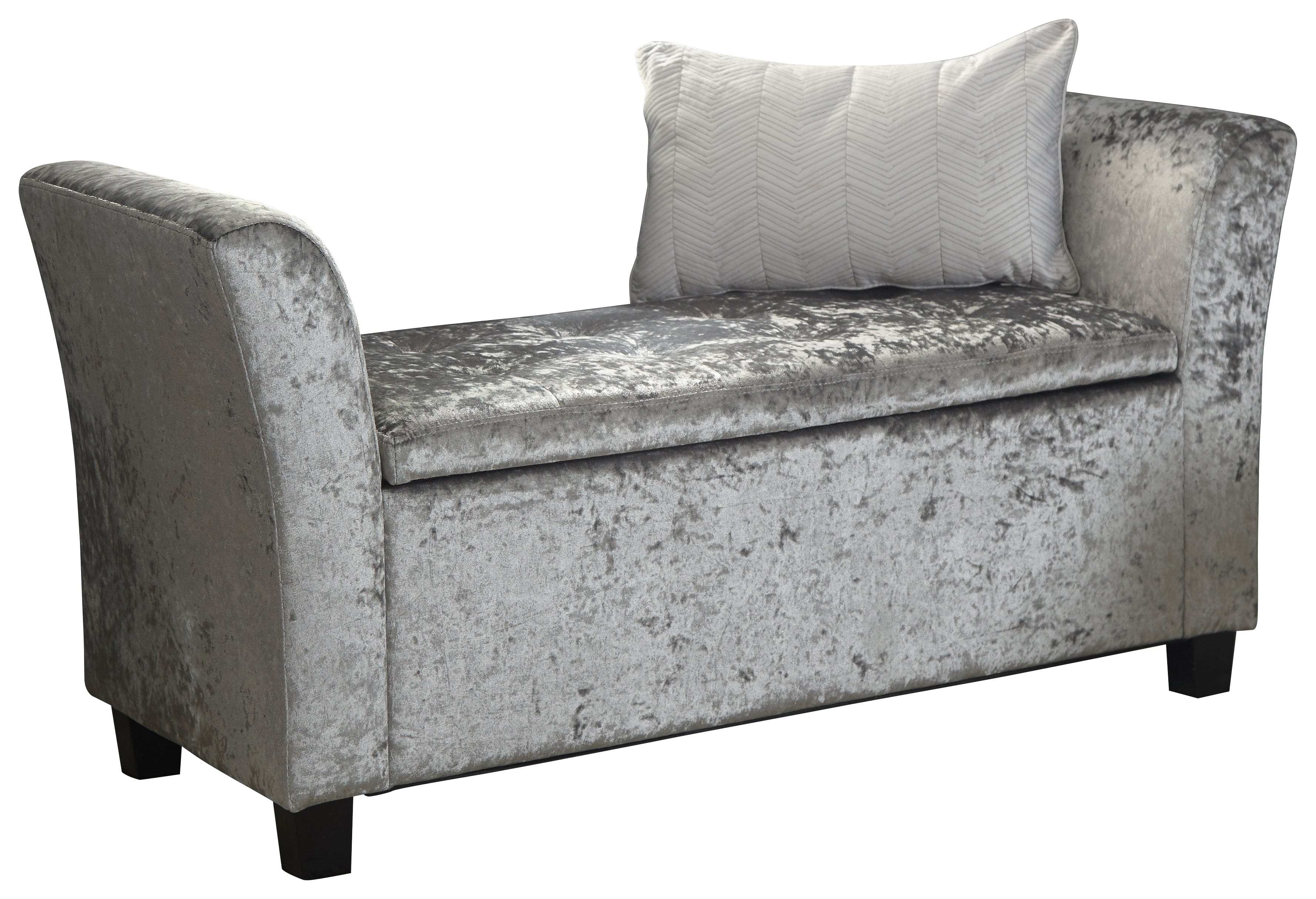 GFW Window Seat Verona Window Seat Grey Crushed Velvet Bed Kings