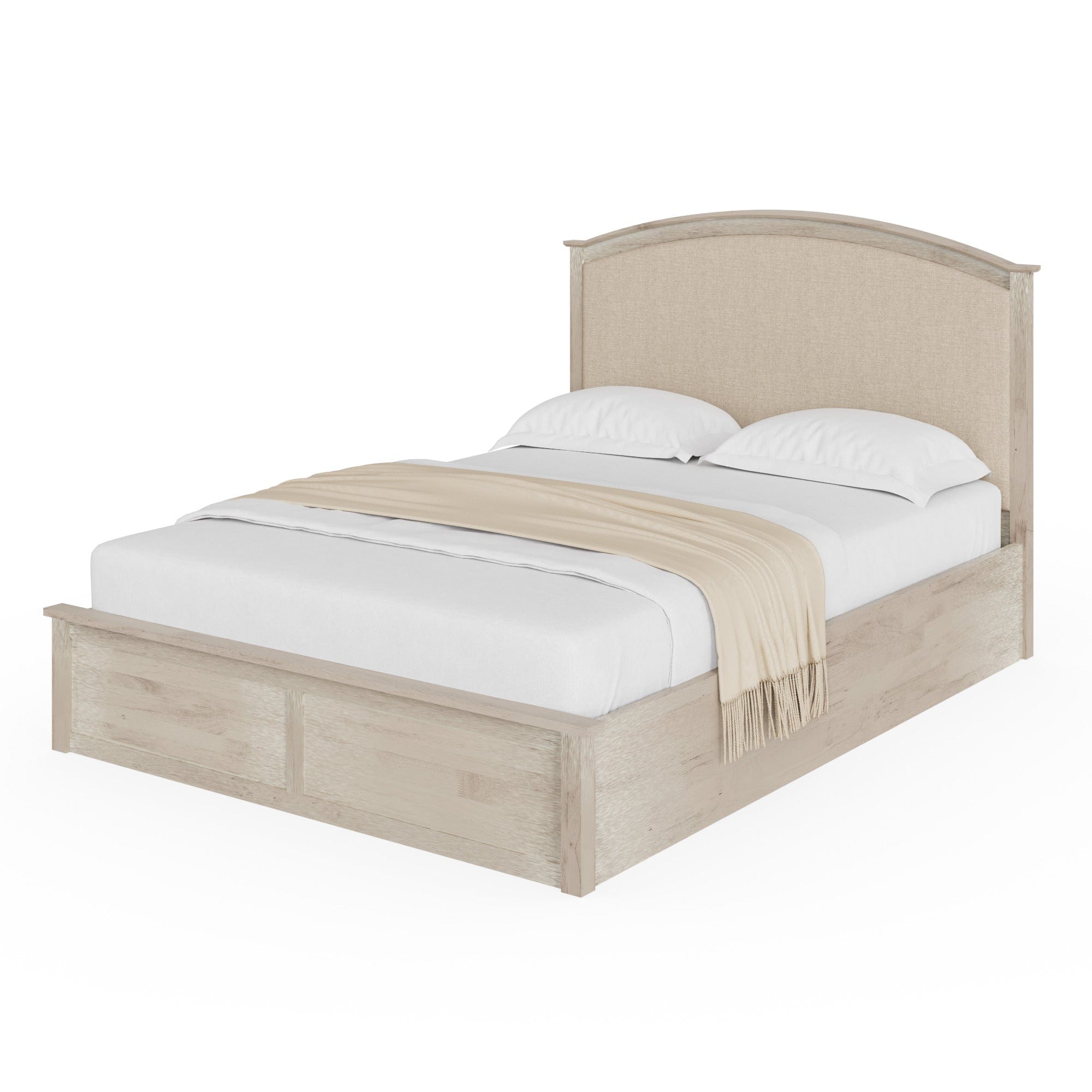 GFW Wood Bed Madrid Ottoman Bed Limed Oak Fabric Headboard Natural Bed Kings