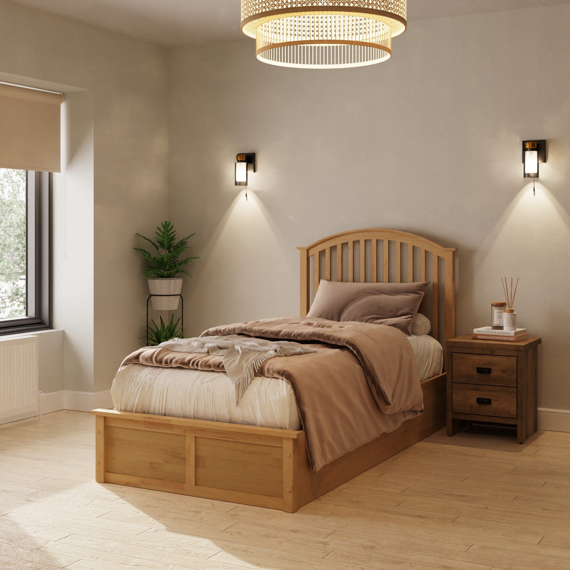 GFW Wood Bed Madrid Wooden Ottoman Bed Oak Bed Kings