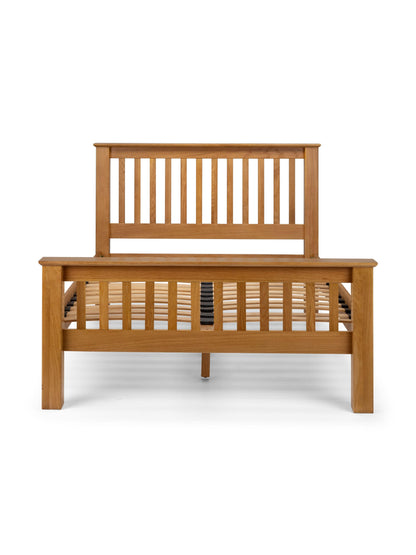 Julian Bowen Wood Bed Amsterdam Oak Bed with High Foot End - Wood - Light Oak Bed Kings