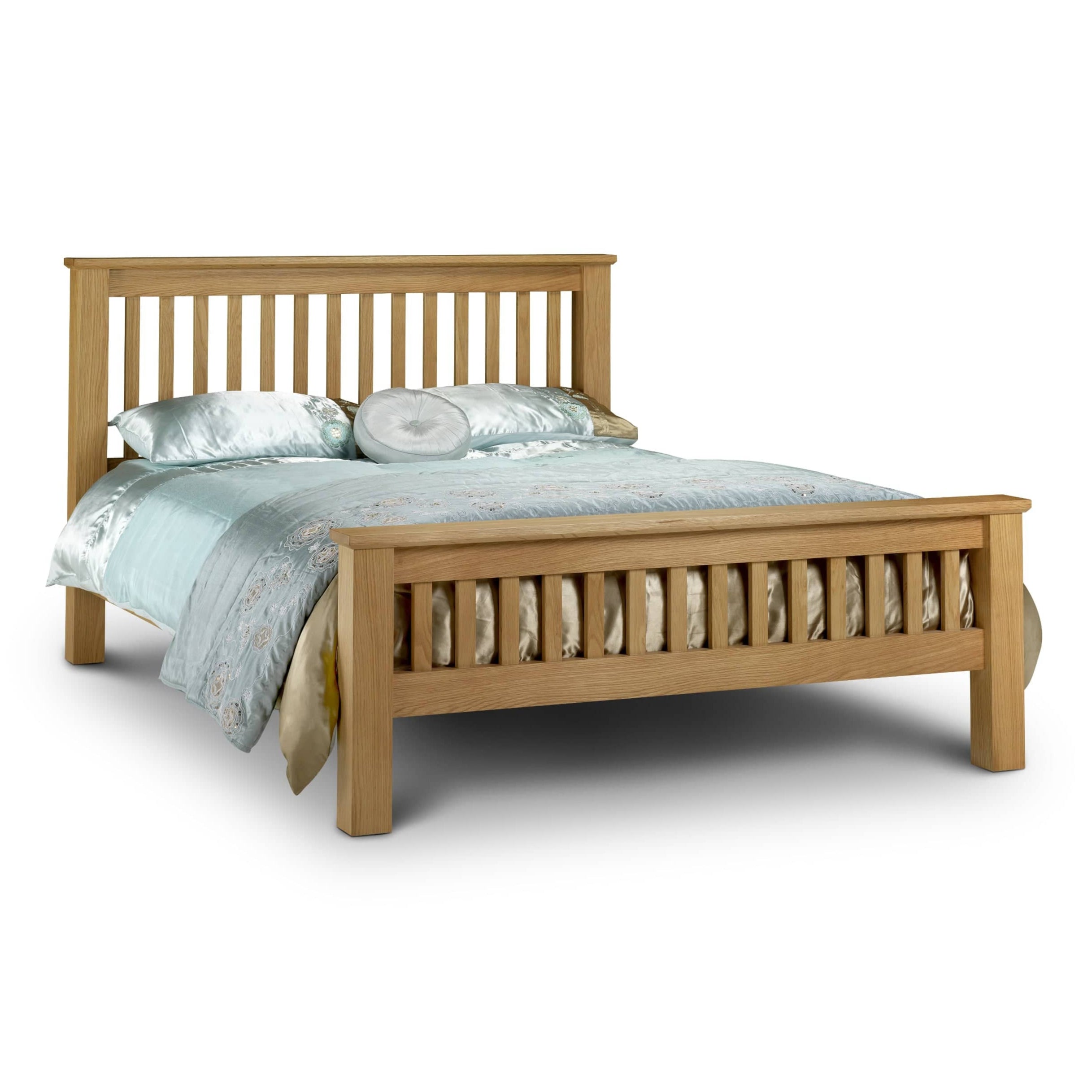 Julian Bowen Wood Bed Amsterdam Oak Bed with High Foot End - Wood - Light Oak Bed Kings