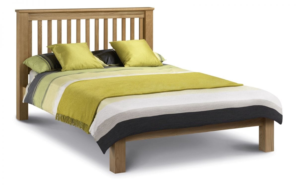 Julian Bowen Wood Bed Amsterdam Oak Bed with Low Foot End - Wood - Light Oak Bed Kings