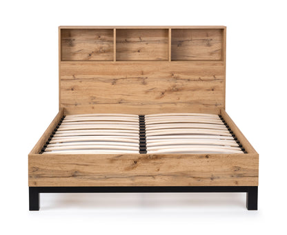 Julian Bowen Wood Bed Bali Bookcase Bed - Oak Bed Kings