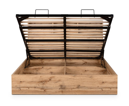 Julian Bowen Wood Bed Bali Ottoman Storage Bed - Light Oak Bed Kings
