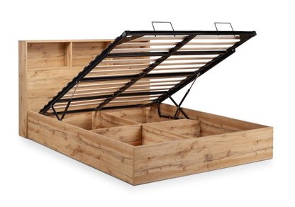 Julian Bowen Wood Bed Bali Ottoman Storage Bed - Light Oak Bed Kings