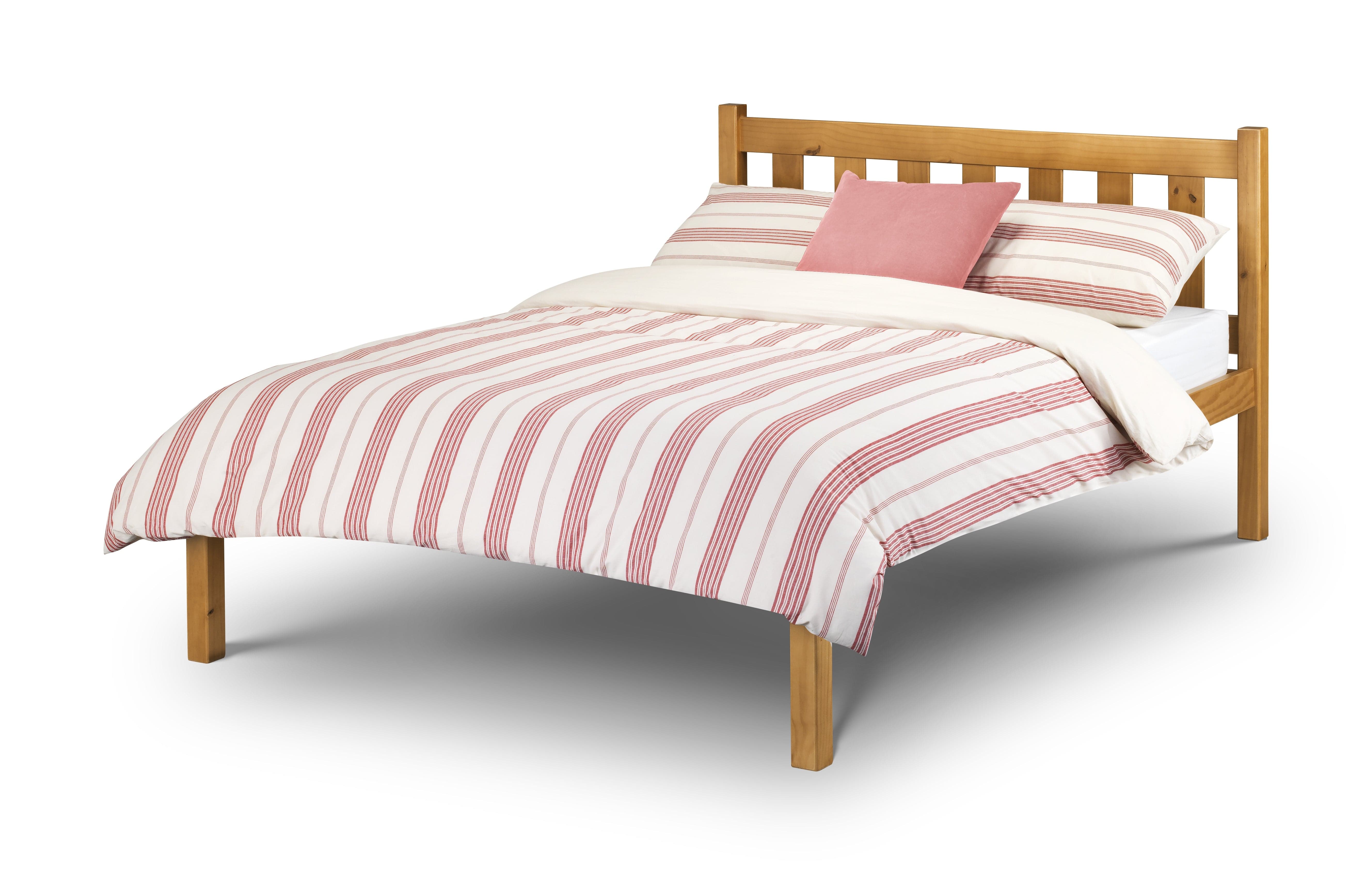 Julian Bowen Wood Bed Double 135cm 4ft 6in Poppy Bed - Solid Pine - Pine Bed Kings