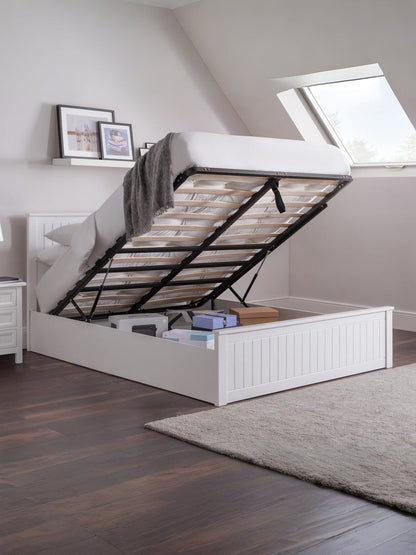 Julian Bowen Wood Bed Maine Ottoman Bed - Surf White Bed Kings