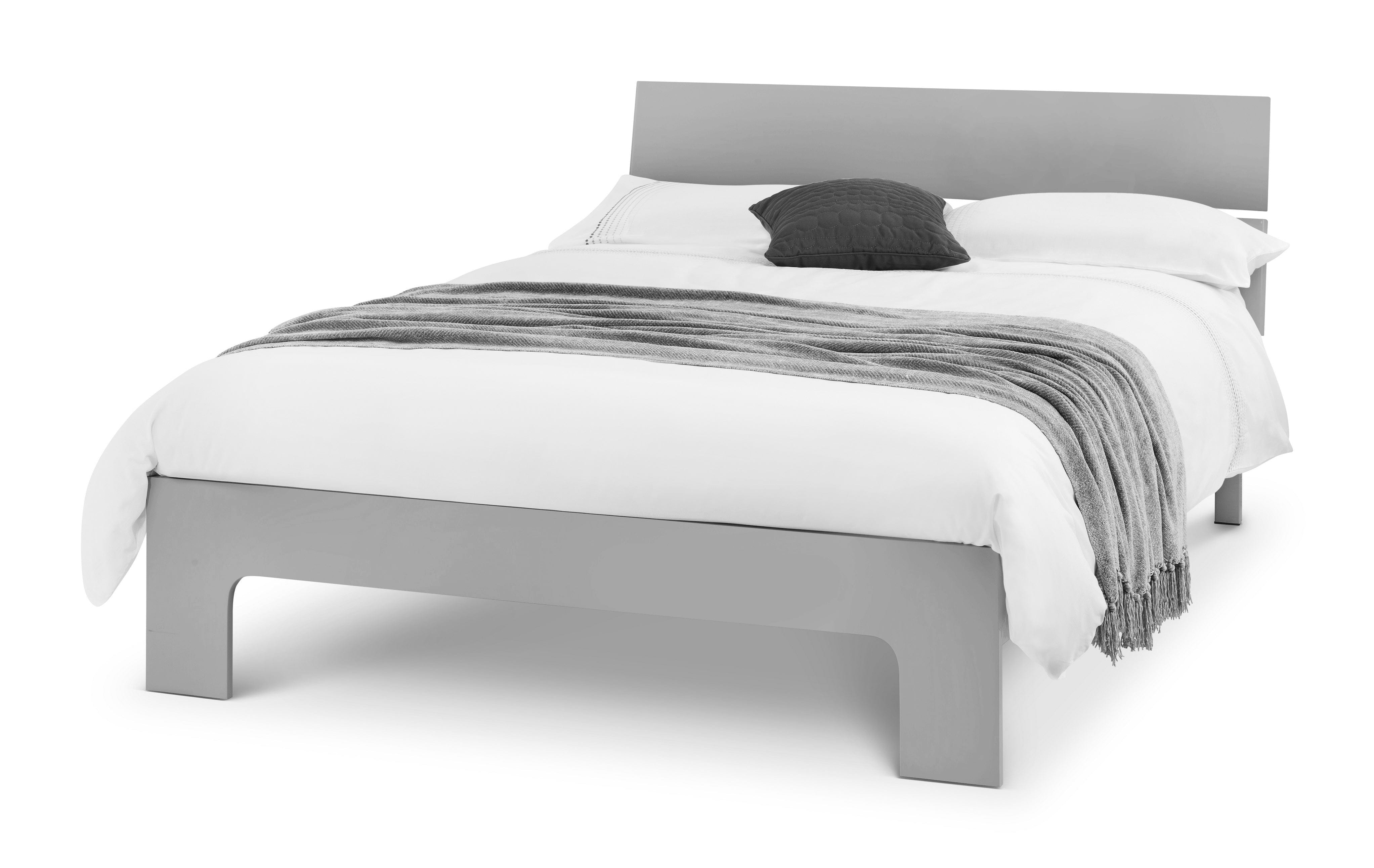 Julian Bowen Wood Bed Manhattan High Gloss Bed - Grey Bed Kings