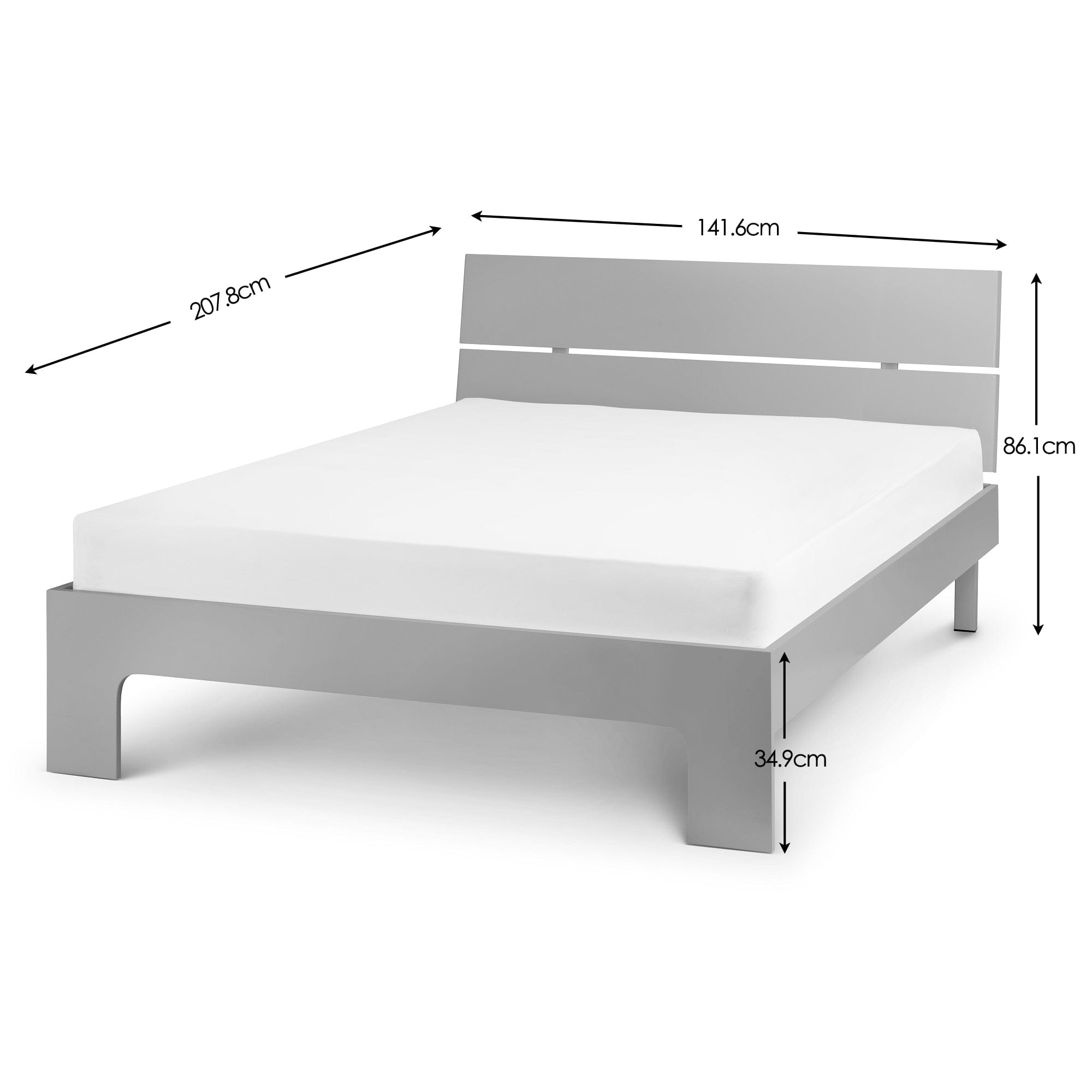 Julian Bowen Wood Bed Manhattan High Gloss Bed - Grey Bed Kings