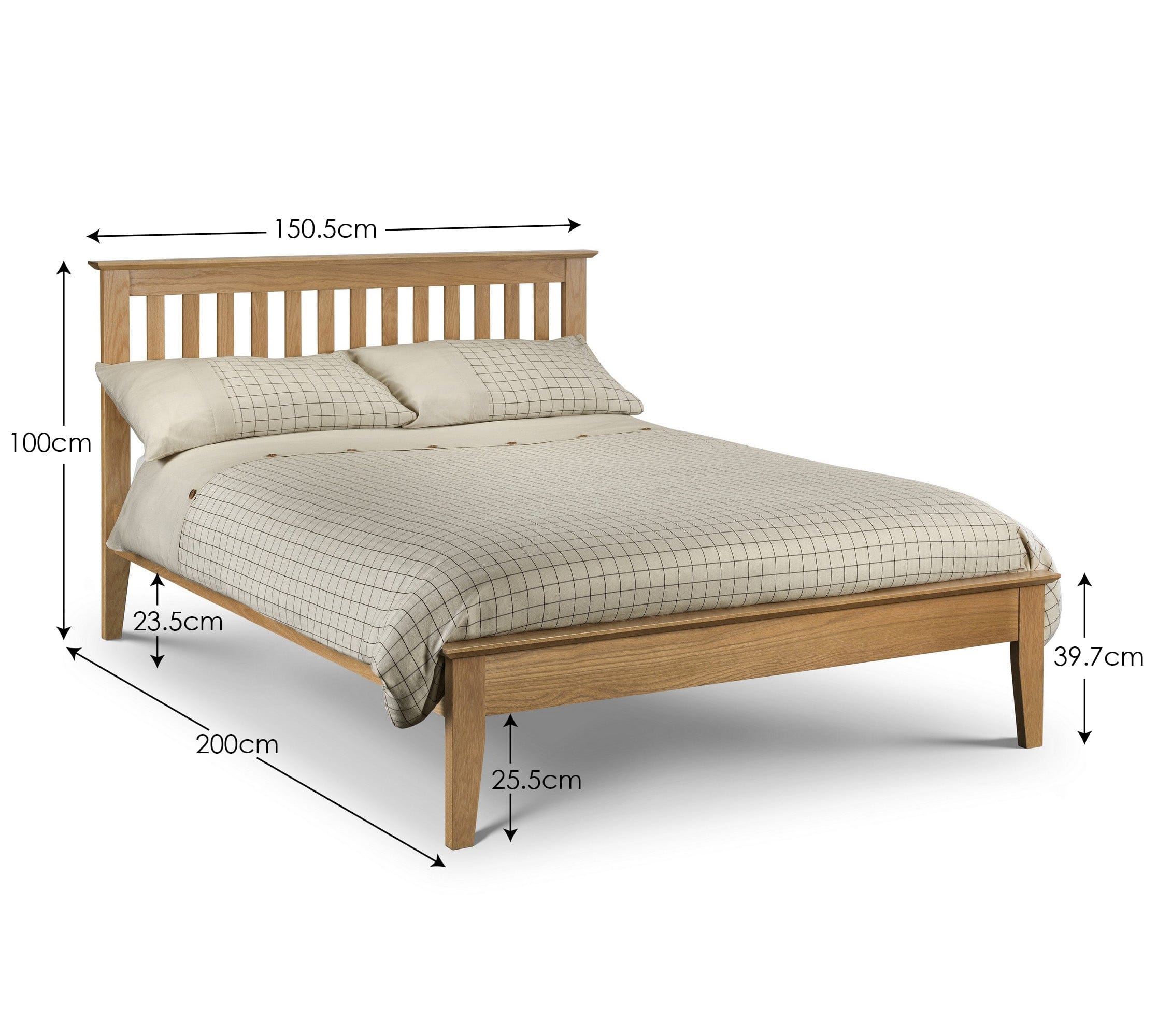 Julian Bowen Wood Bed Salerno Shaker Bed Oak - Wood - Natural Oak Bed Kings