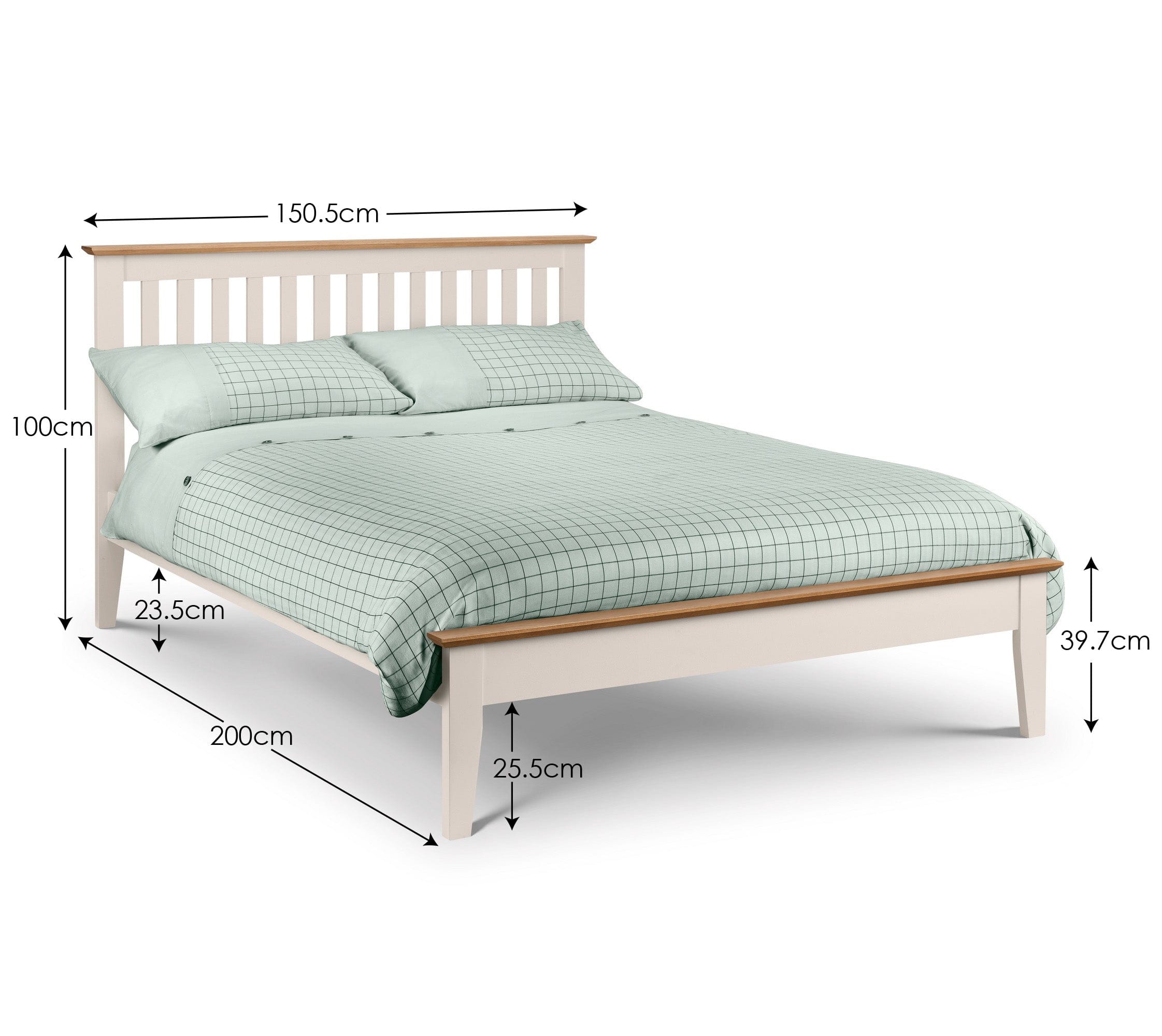 Julian Bowen Wood Bed Salerno Shaker Bed Two Tone - Wood - Ivory/Natural Oak Bed Kings