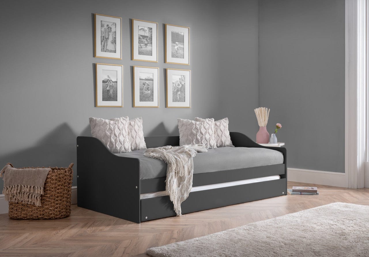 Julian Bowen Wood Bed Single 90cm 3ft Elba Day Bed - Anthracite Bed Kings