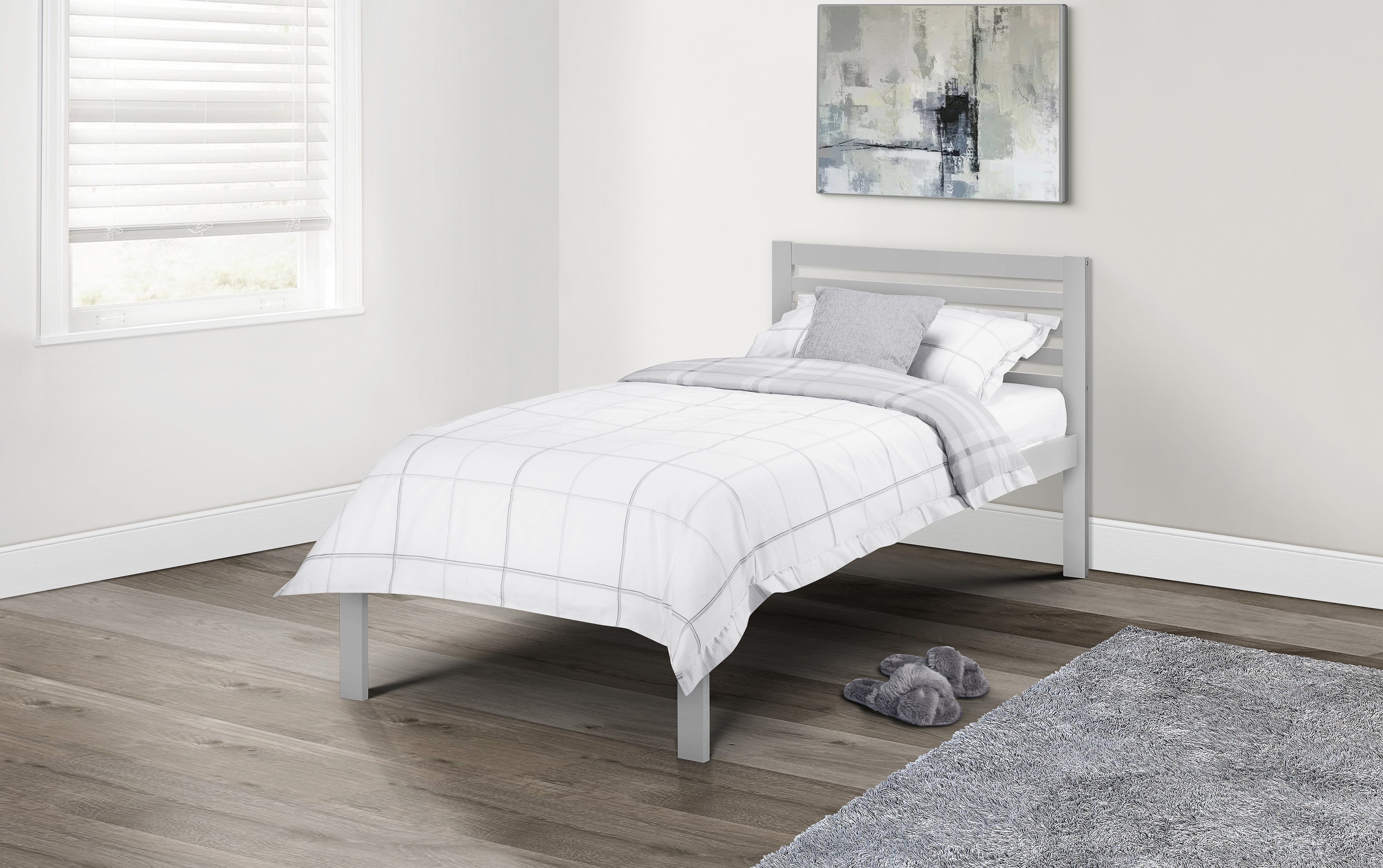 Julian Bowen Wood Bed Single 90cm 3ft Slocum Bed - Grey Bed Kings