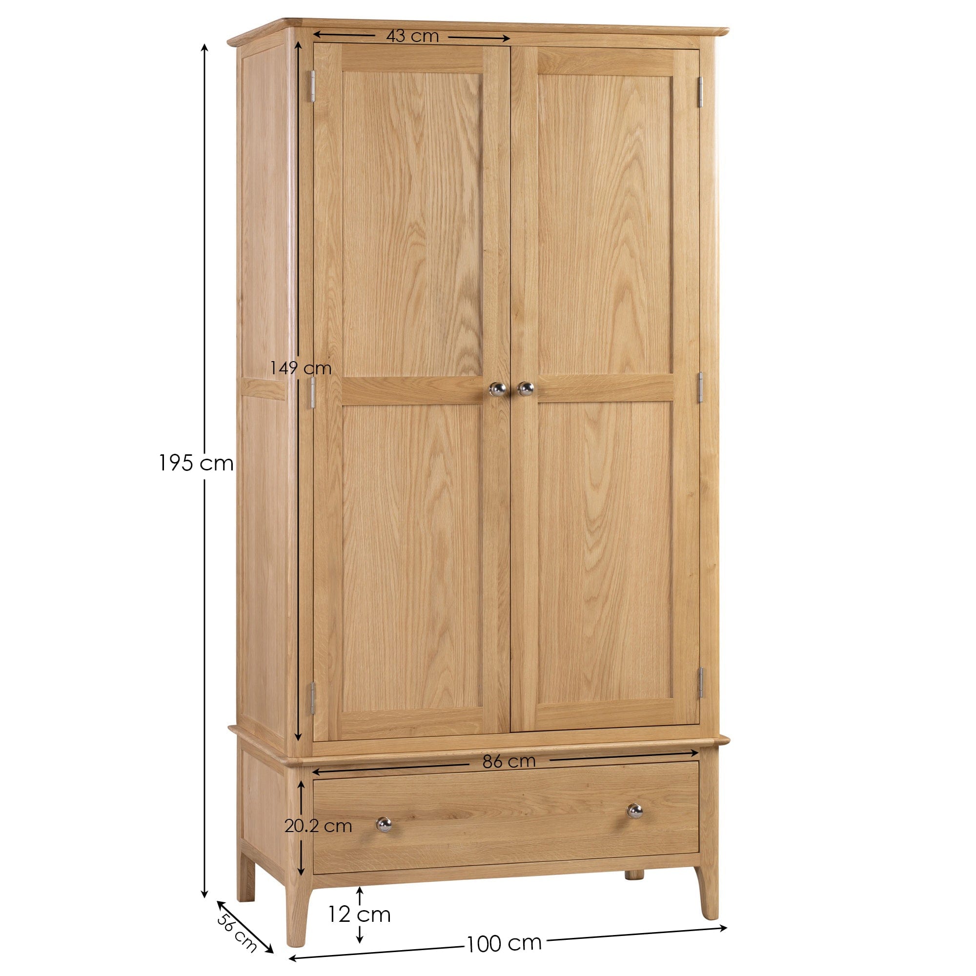 Cotswold 2 Door 1 Drawer Wardrobe