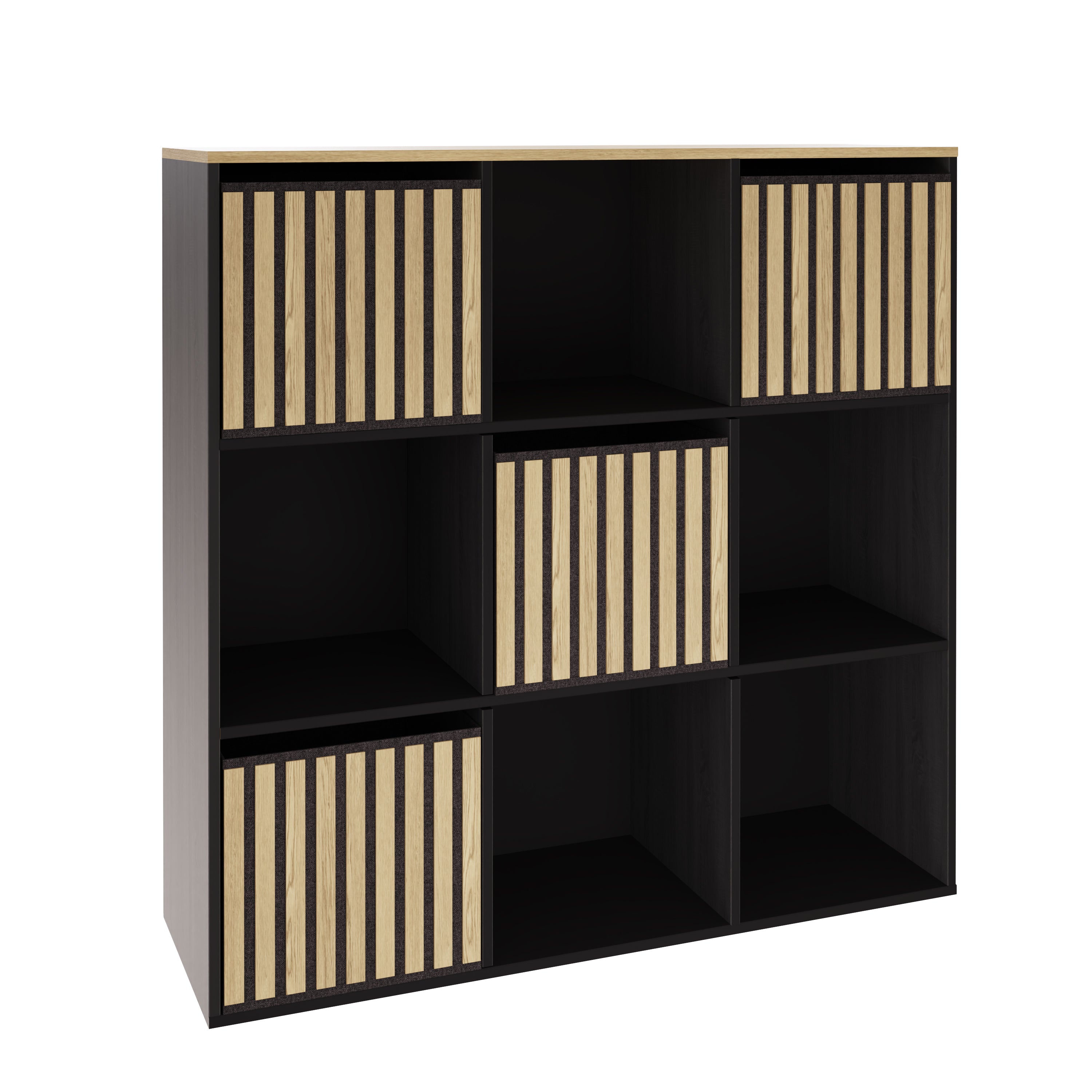 Kube 3X3 Storage Kube Black/Medium Oak