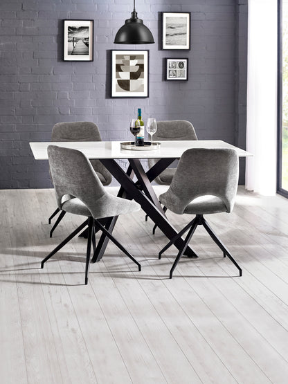 Jonah Grey Chenille Upholstered Dining Chairs (Set of 2)