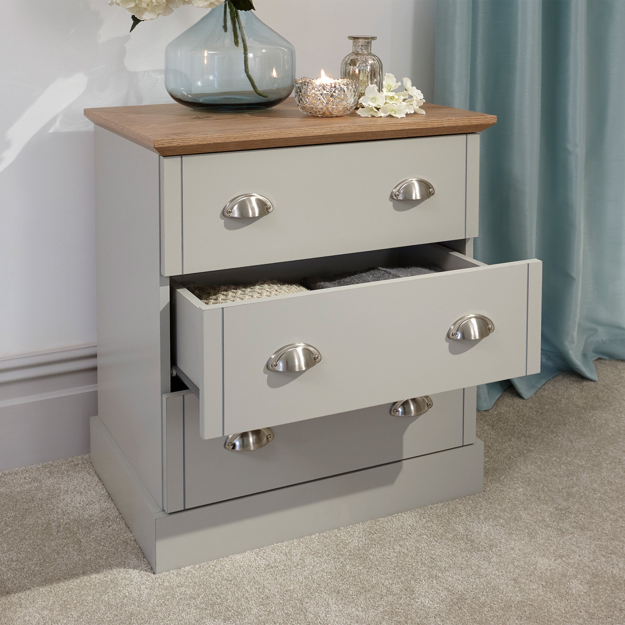 Kendal 3 Drawer Chest Grey