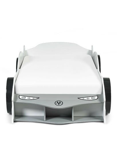 Storm White and Grey High Gloss 90cm Single Race Car Bed
