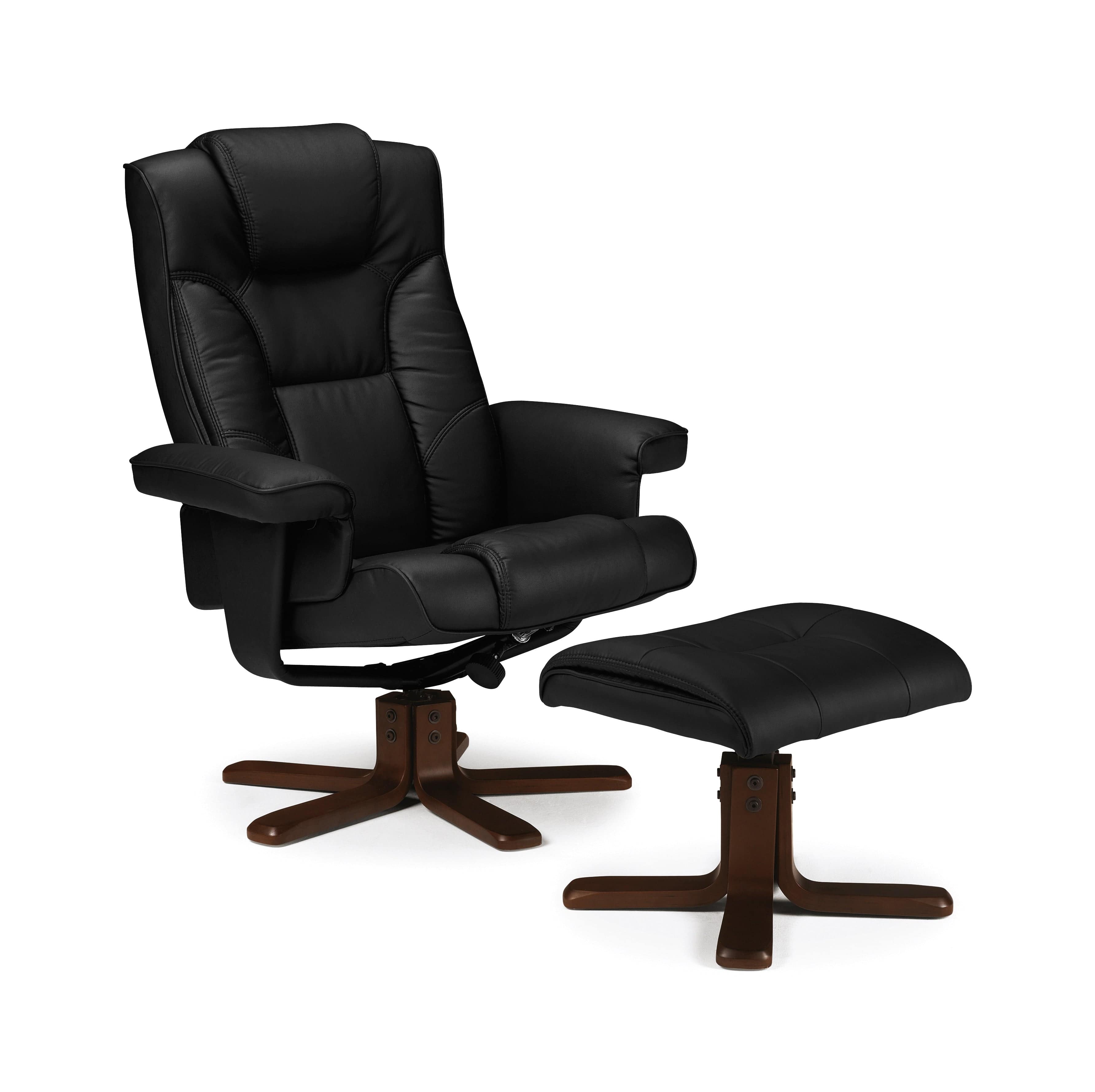 Malmo Swivel Recliner & Stool Black