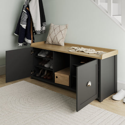 Lancaster 2 Door Shoe Bench Black